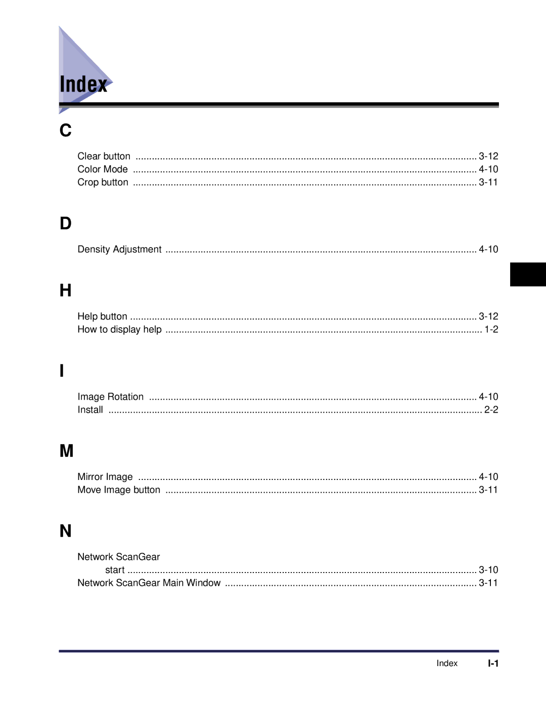 Canon iR Series manual Index 