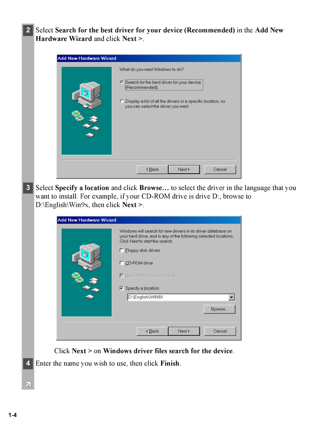 Canon iR1230G, iR1210G manual Click Next on Windows driver files search for the device 