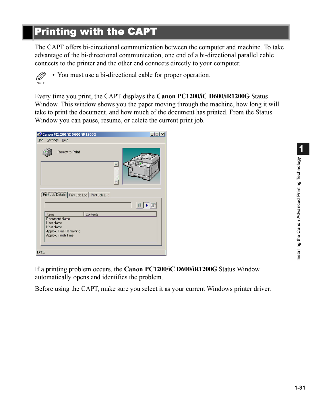 Canon iR1210G, iR1230G manual Printing with the Capt 