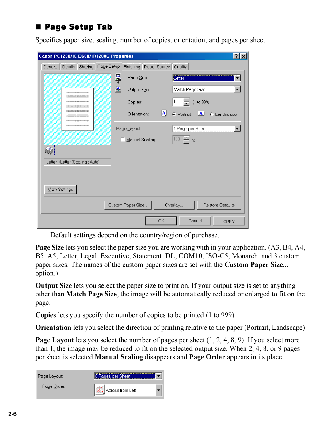 Canon iR1230G, iR1210G manual Setup Tab 