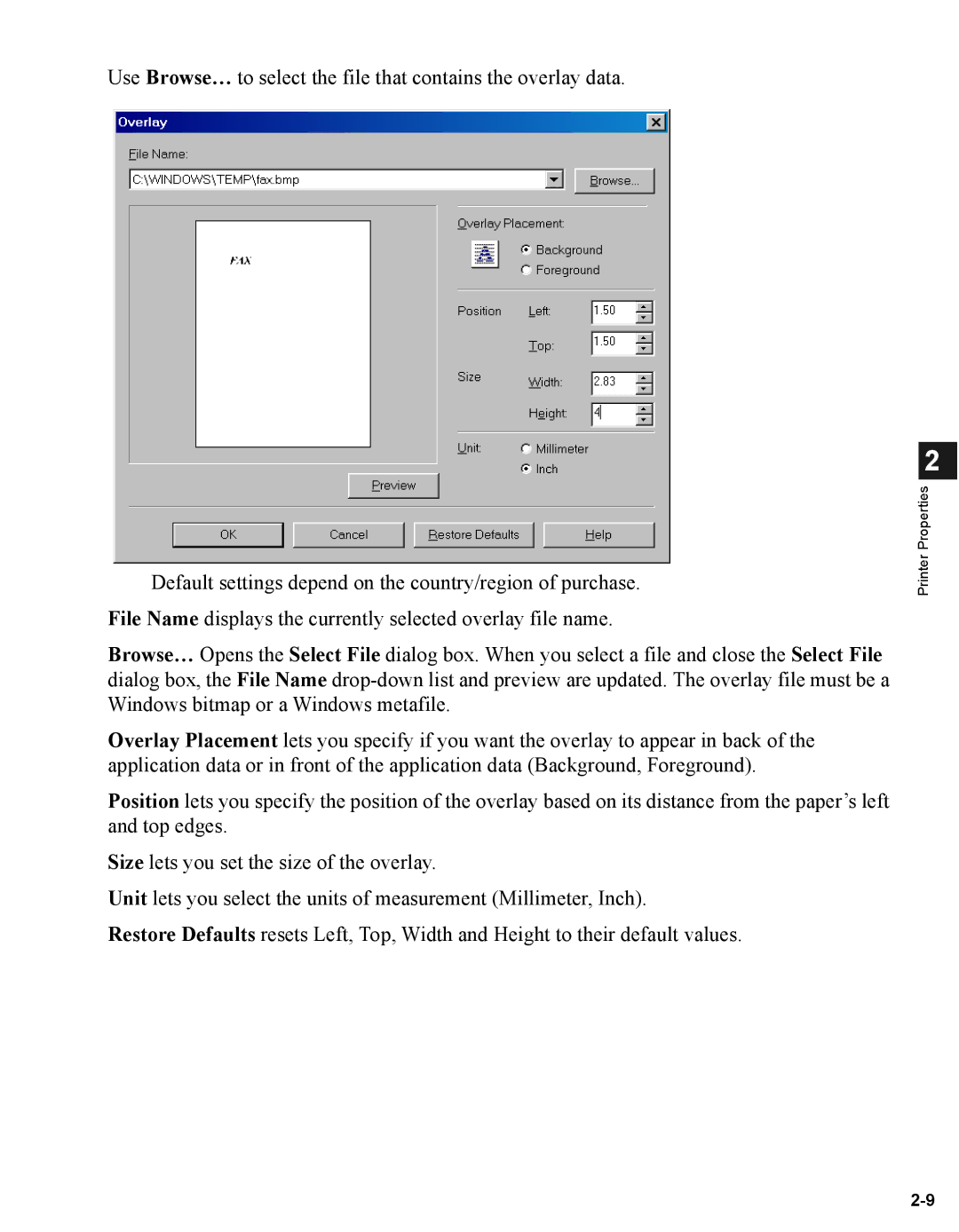 Canon iR1210G, iR1230G manual Printer Properties 