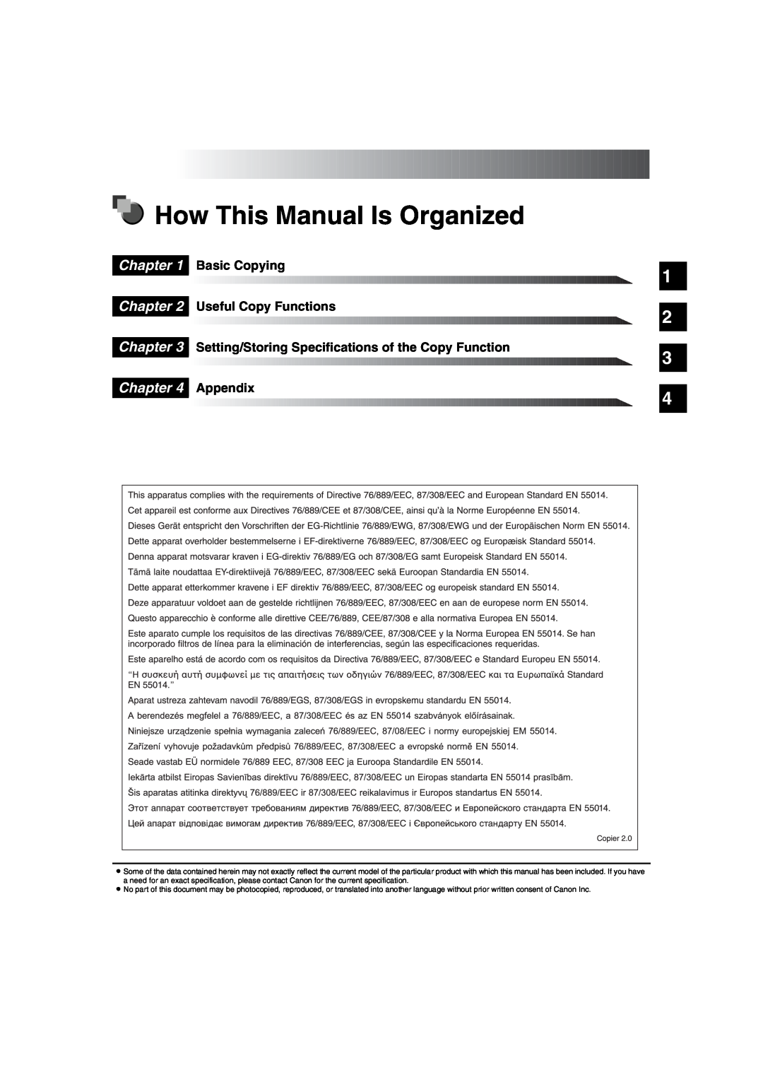 Canon IR1600 manual How This Manual Is Organized, Basic Copying Useful Copy Functions, Appendix, Chapter 