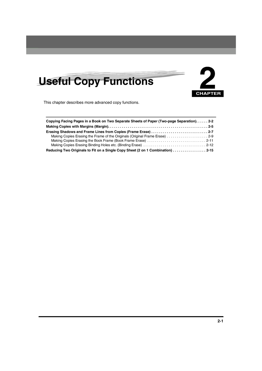 Canon IR1600 manual Useful Copy Functions2 