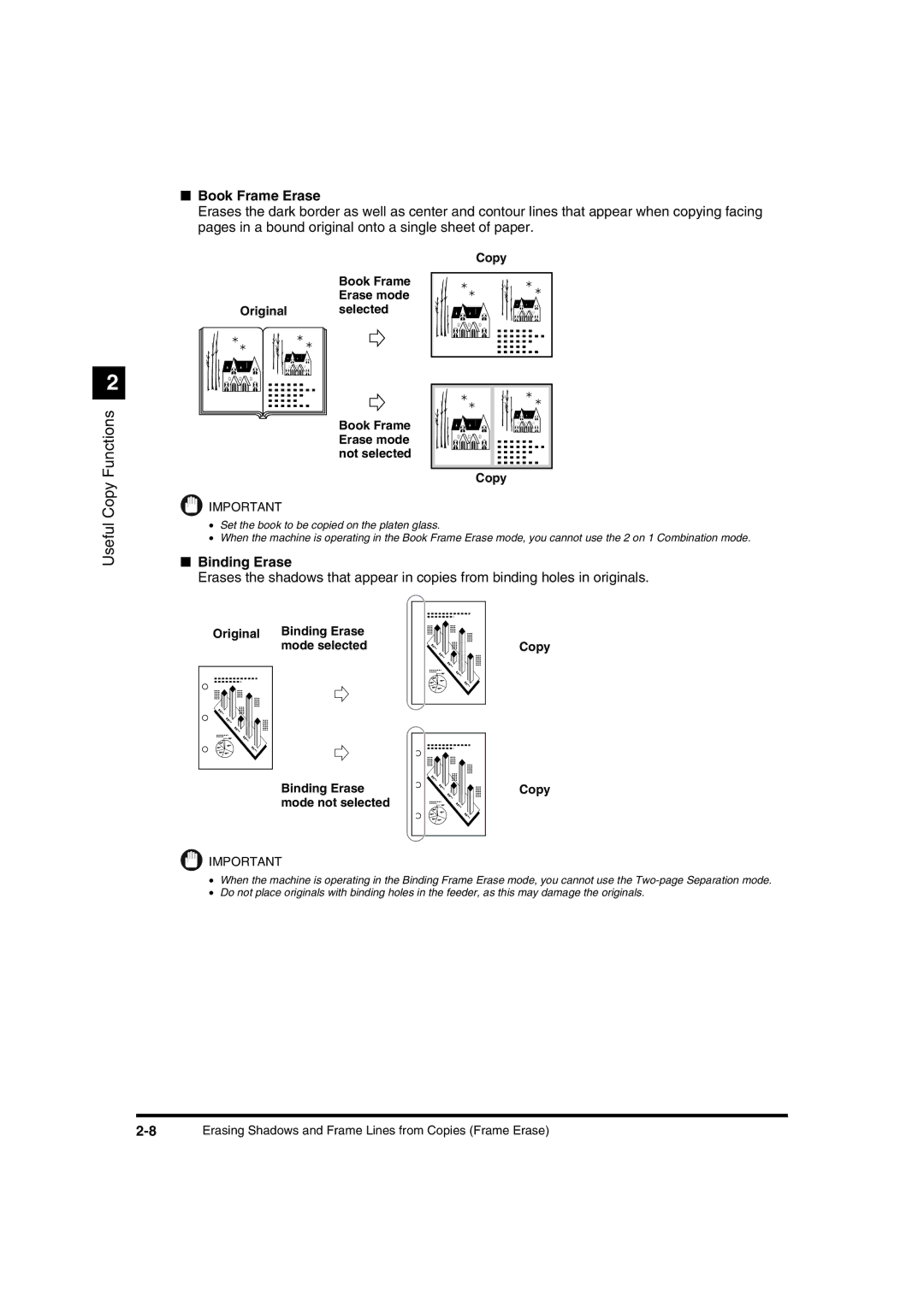 Canon IR1600 manual Book Frame Erase, Binding Erase 