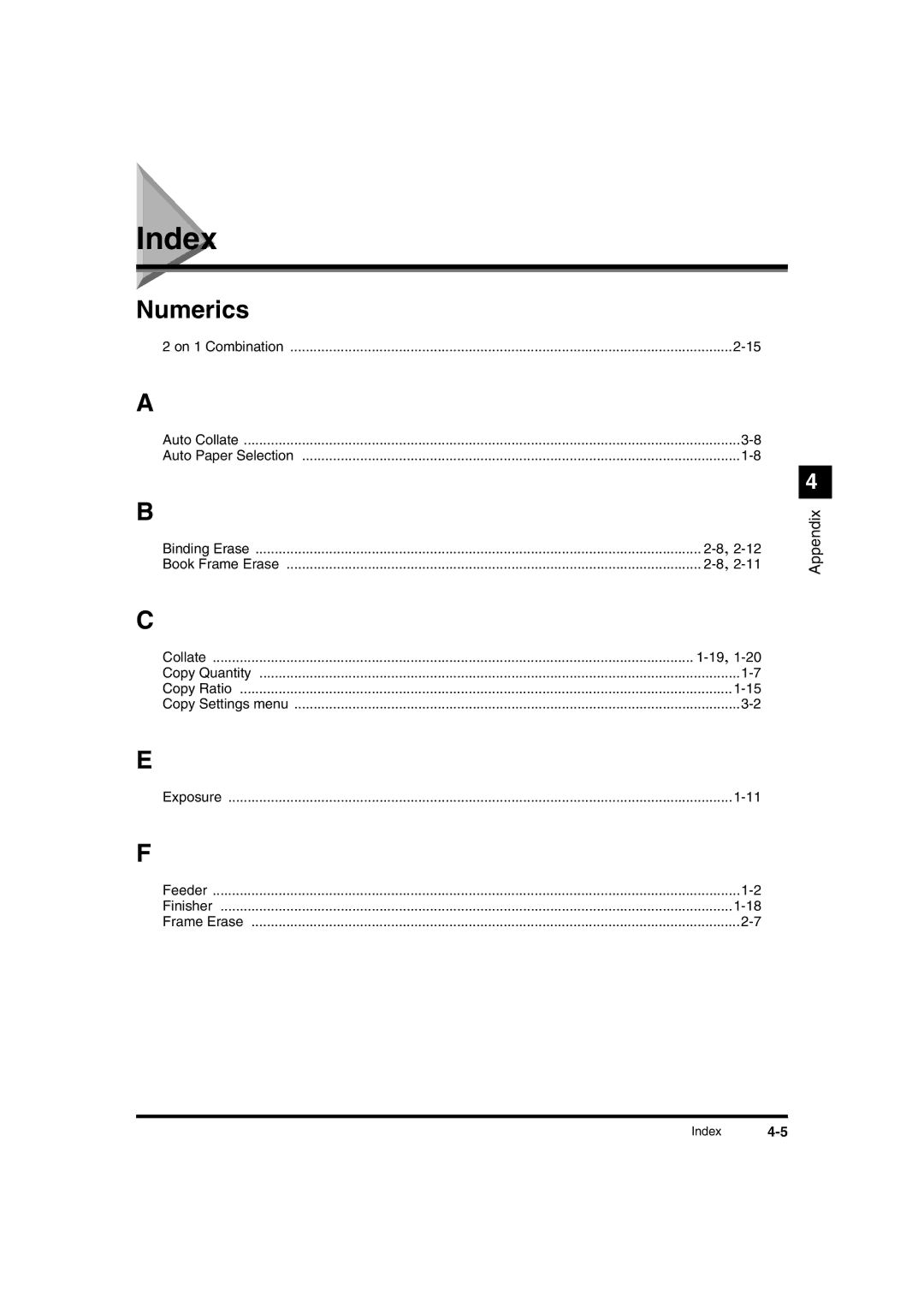 Canon IR1600 manual Index, Numerics 