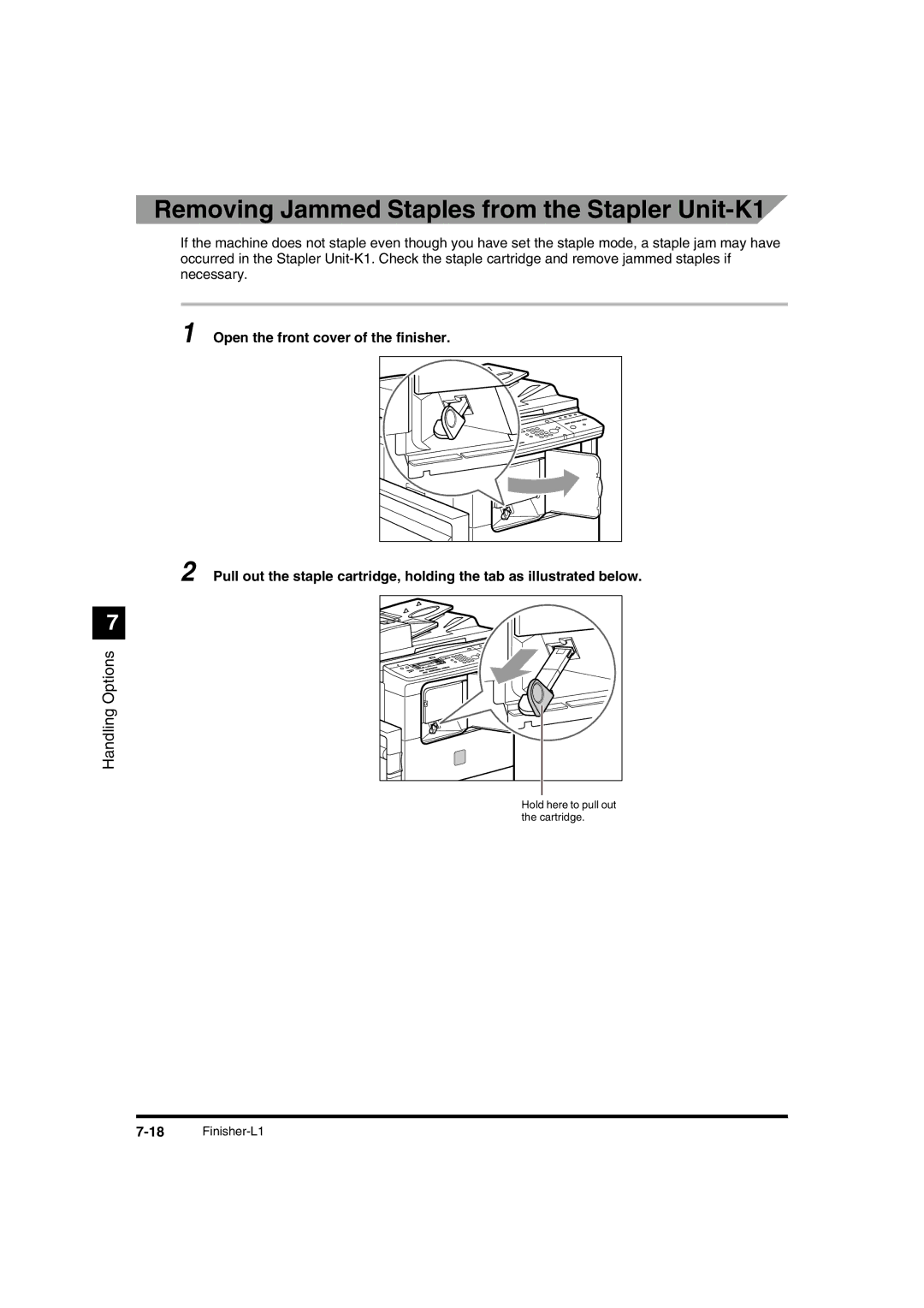 Canon IR1600 manual Removing Jammed Staples from the Stapler Unit-K1 