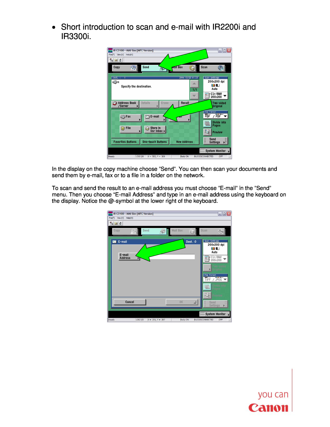Canon user manual Short introduction to scan and e-mail with IR2200i and IR3300i, Side 10 af 