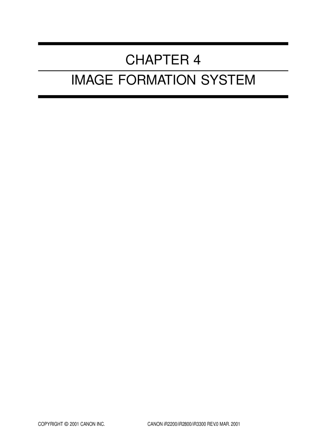 Canon IR2200, IR3300, IR2800 manual Chapter Image Formation System 