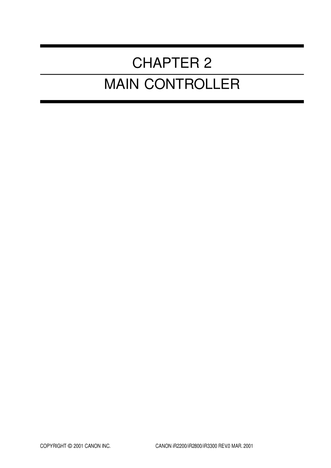 Canon IR2800, IR3300, IR2200 manual Chapter Main Controller 