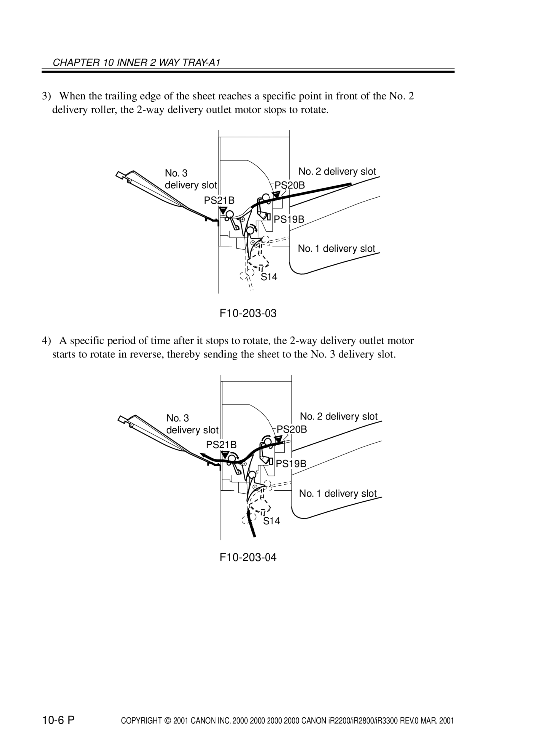 Canon IR2200, IR3300, IR2800 manual F10-203-03, F10-203-04 10-6 P 