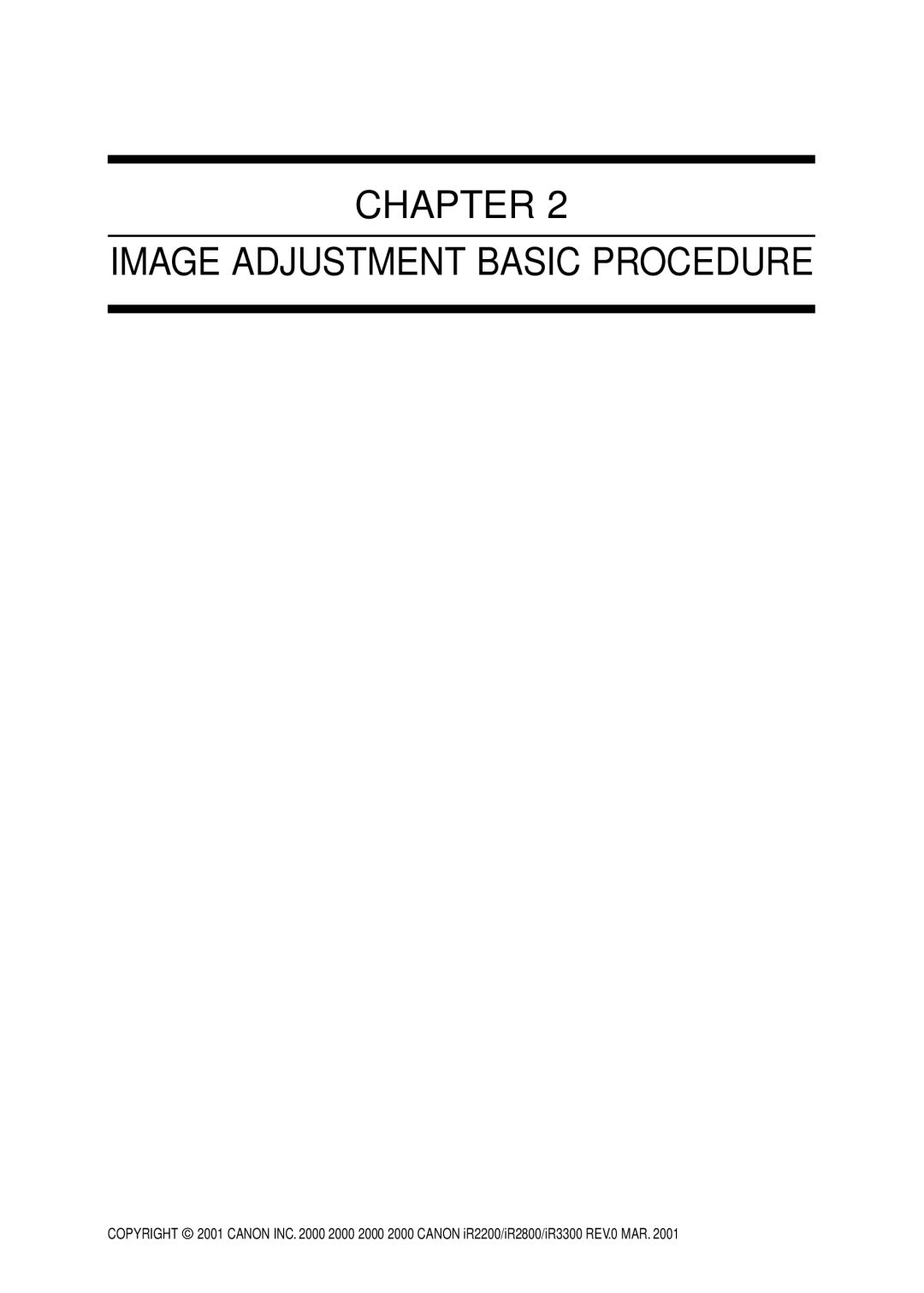 Canon IR2800, IR3300, IR2200 manual Chapter Image Adjustment Basic Procedure 