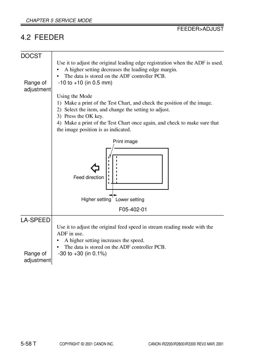 Canon IR2200, IR3300, IR2800 manual Docst, La-Speed, F05-402-01 