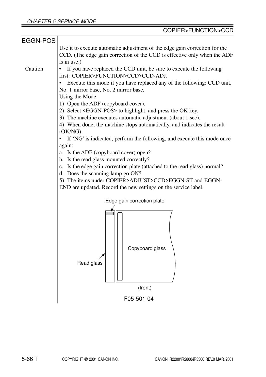 Canon IR2800, IR3300, IR2200 manual Eggn-Pos, F05-501-04 66 T 