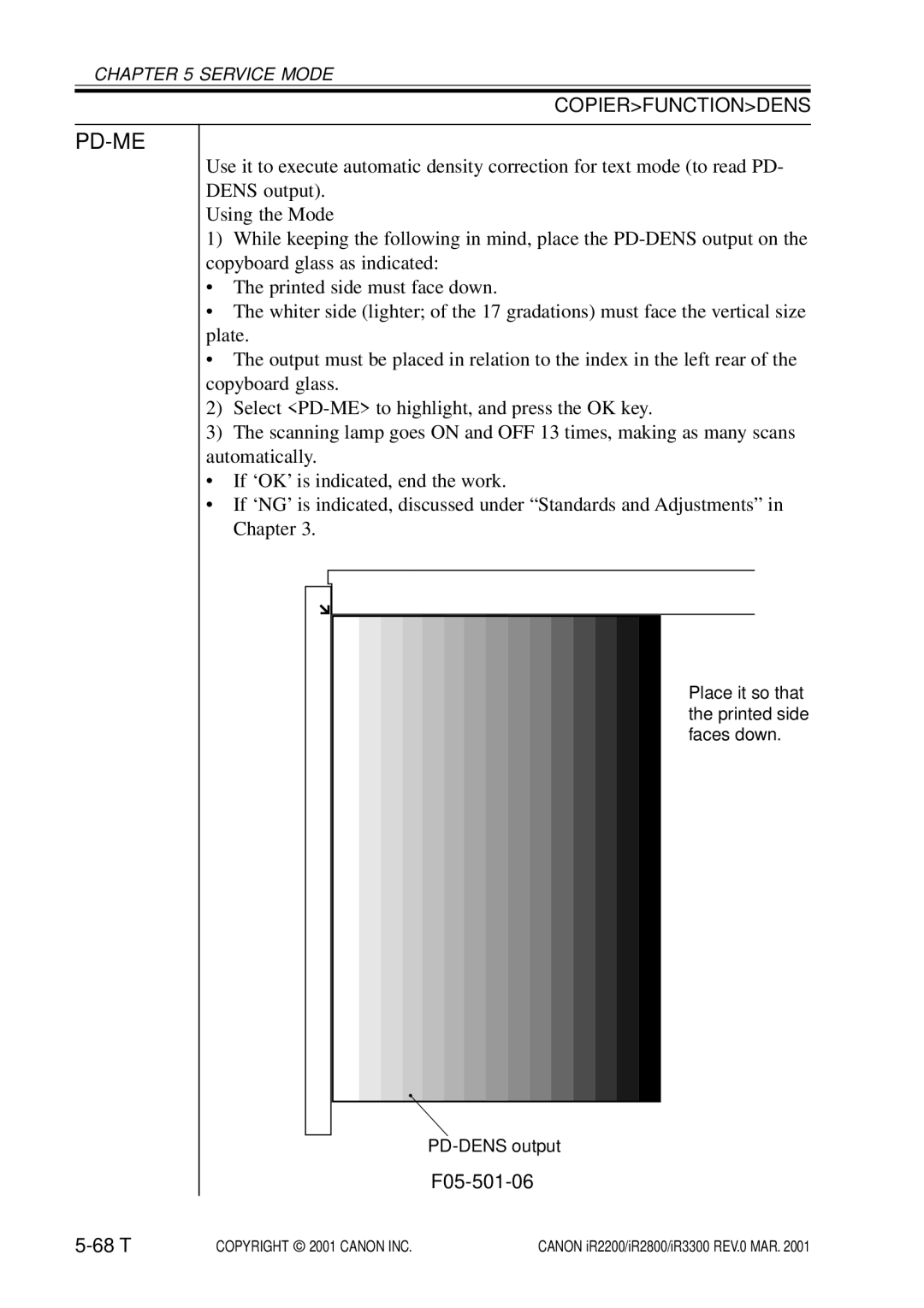 Canon IR3300, IR2800, IR2200 manual Pd-Me, F05-501-06 68 T 