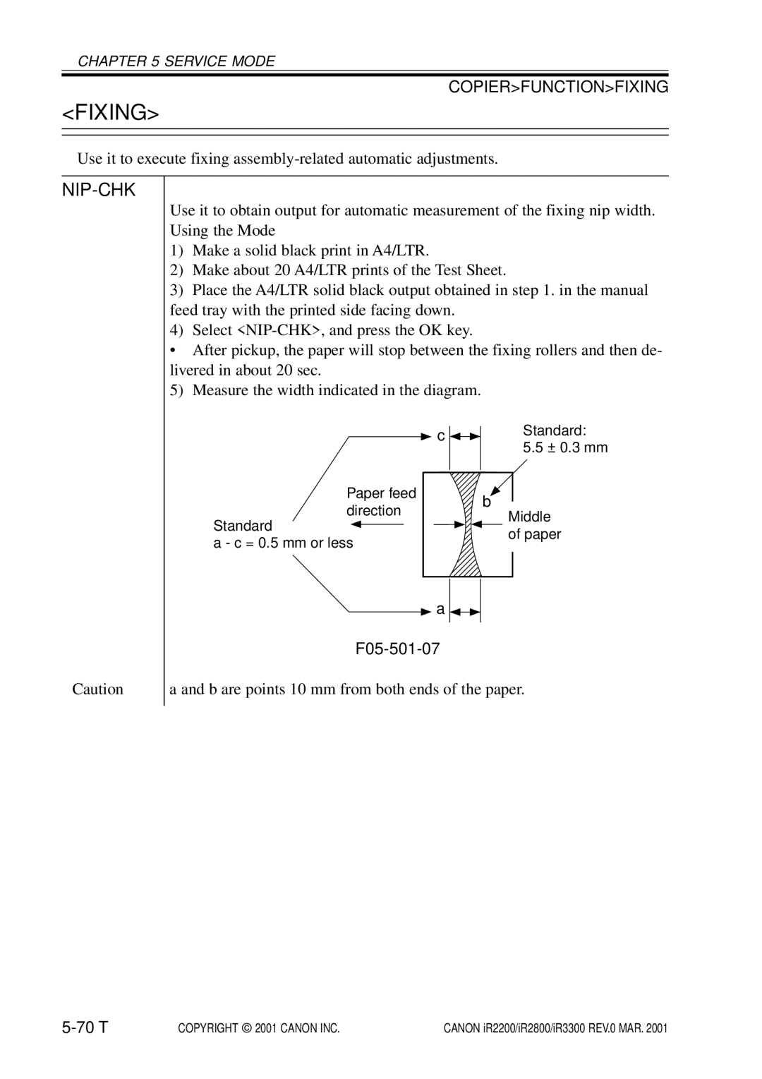 Canon IR2200, IR3300, IR2800 manual Nip-Chk, F05-501-07 