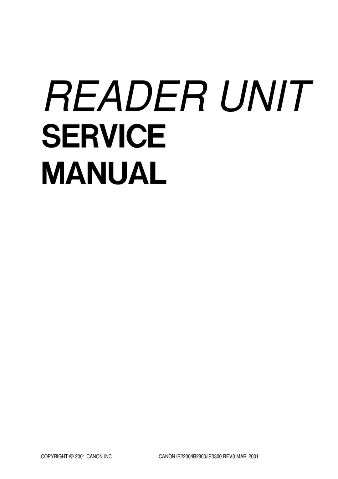 Canon IR2200, IR3300, IR2800 manual Reader Unit 