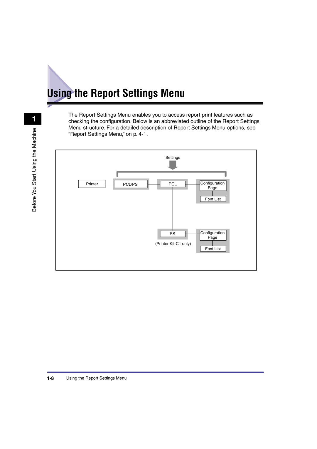 Canon IR3300 manual Using the Report Settings Menu 