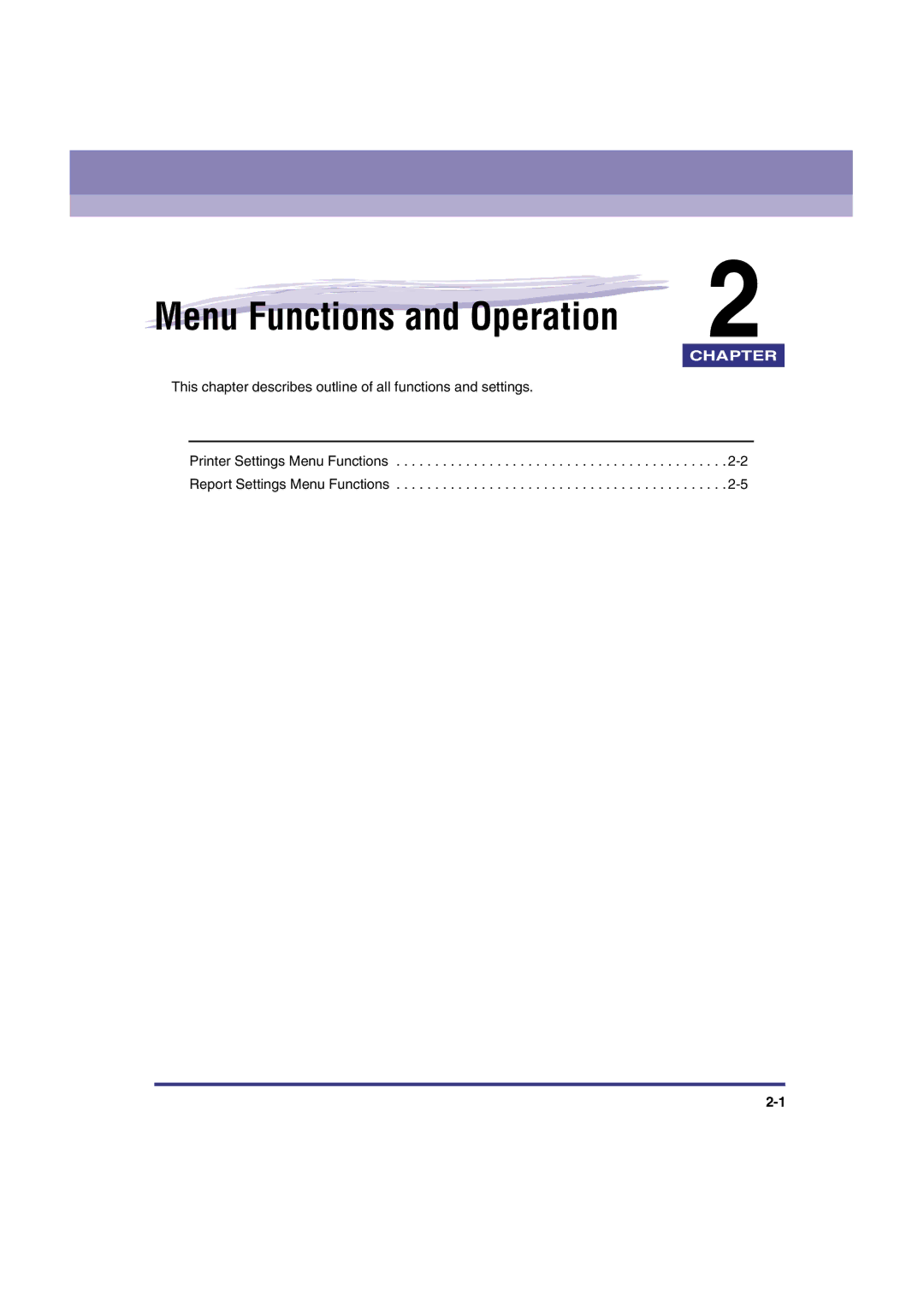 Canon IR3300 manual Menu Functions and Operation 