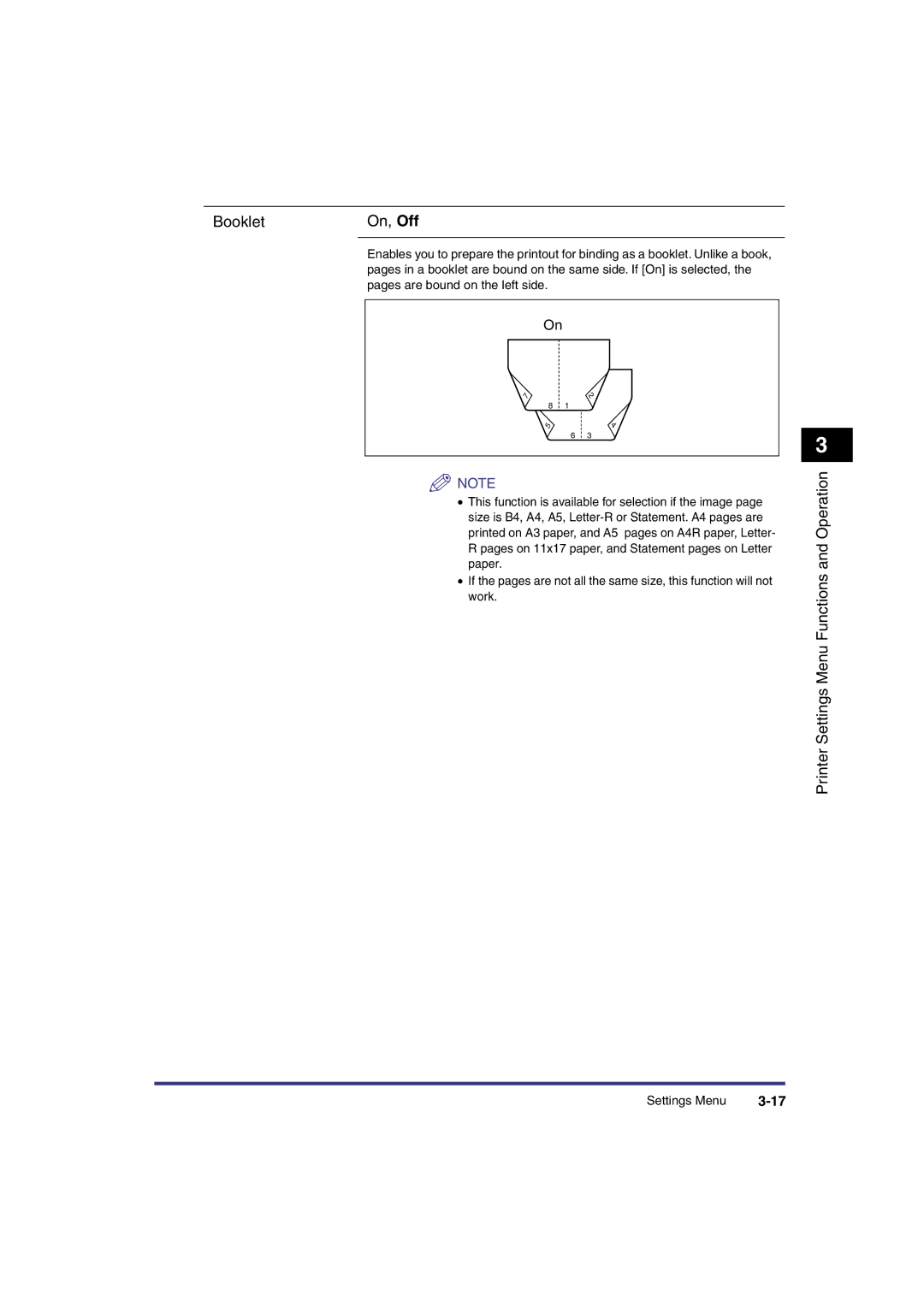 Canon IR3300 manual Booklet On, Off 