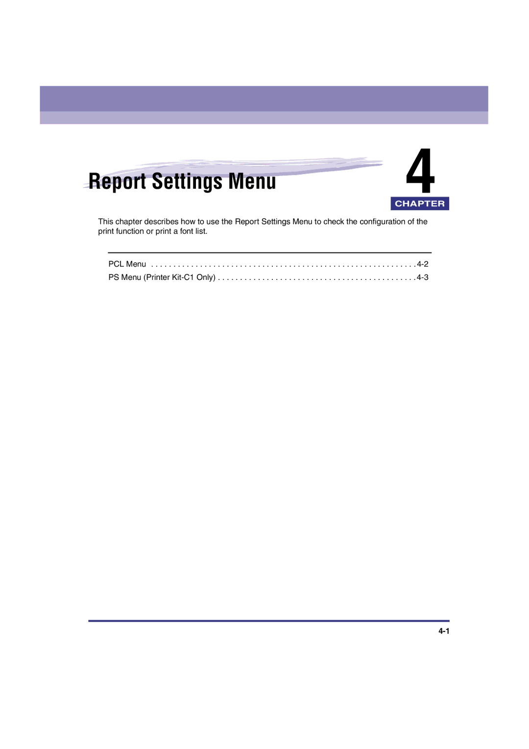 Canon IR3300 manual Report Settings Menu 