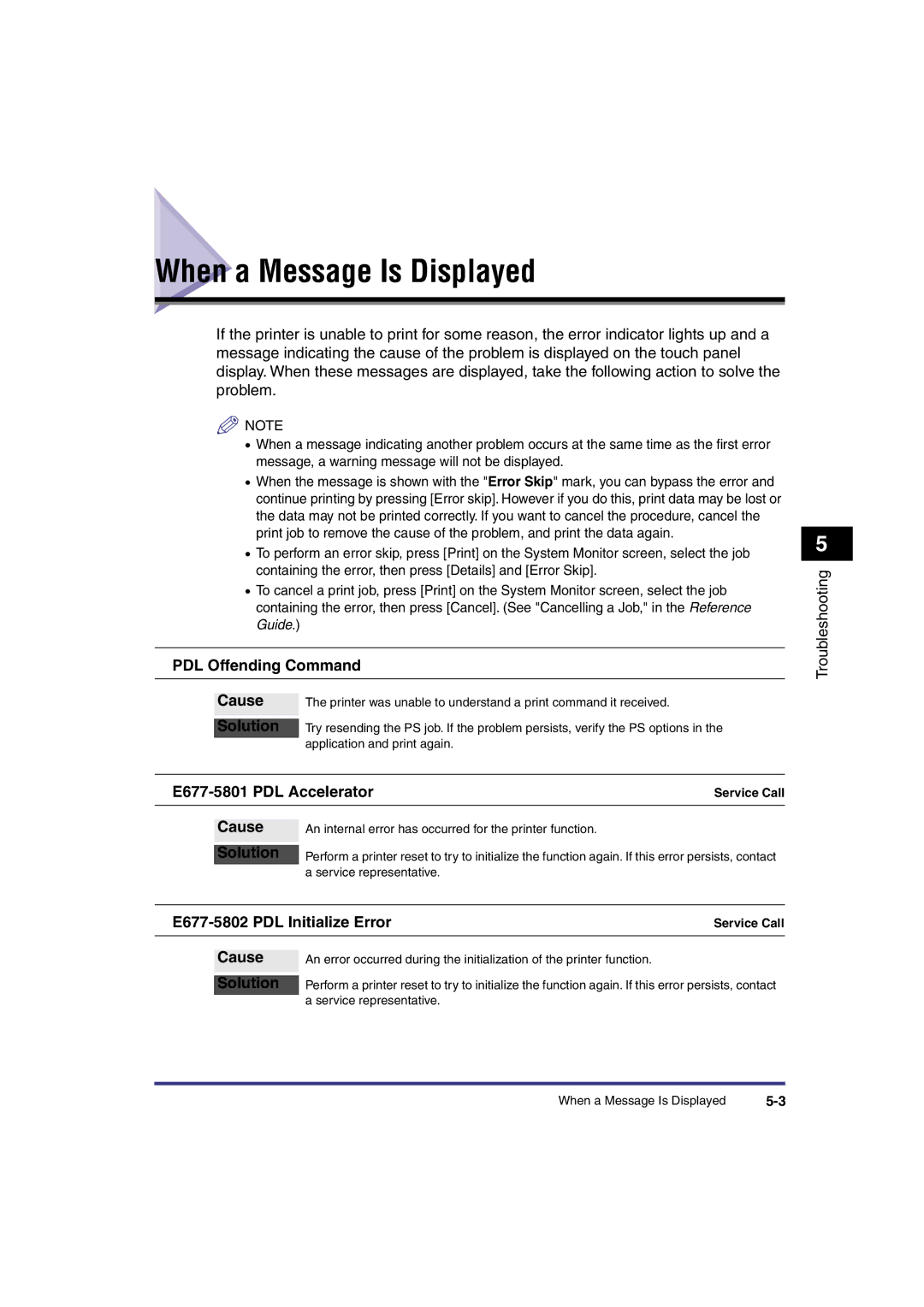 Canon IR3300 manual When a Message Is Displayed, Solution 