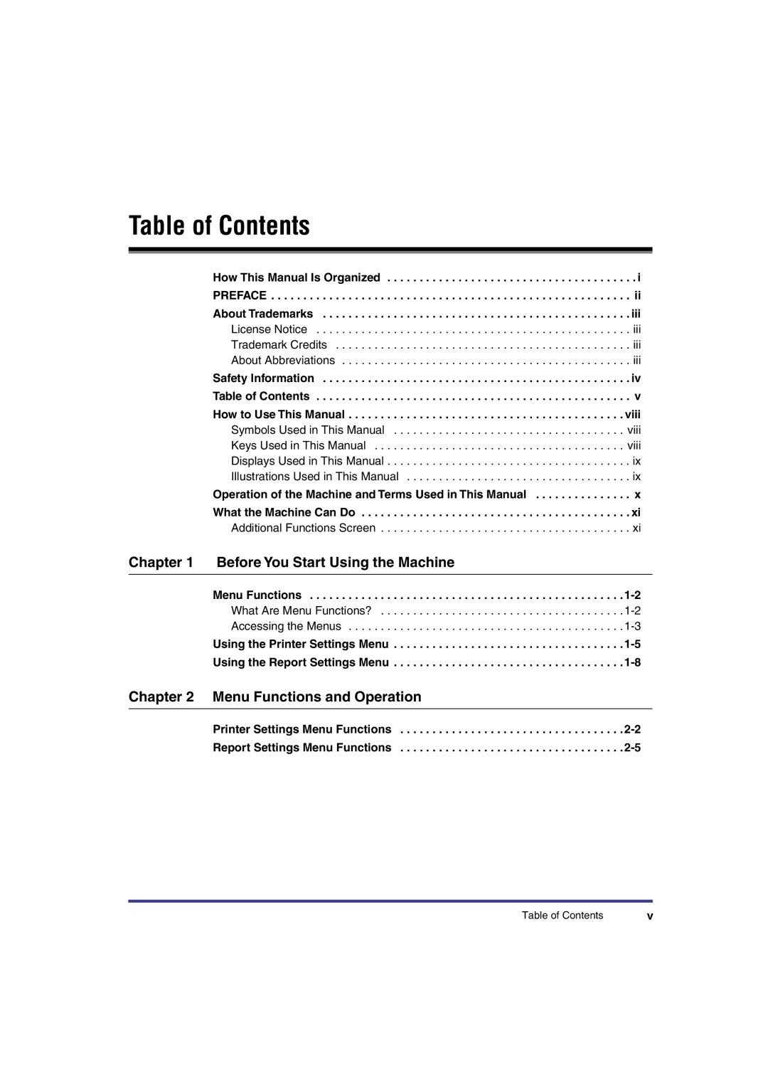 Canon IR3300 manual Table of Contents 