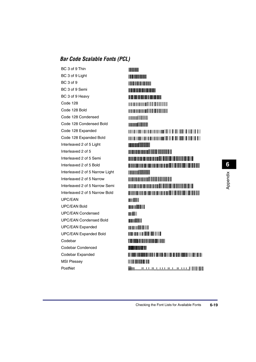 Canon IR3300 manual Bar Code Scalable Fonts PCL, Upc/Ean 