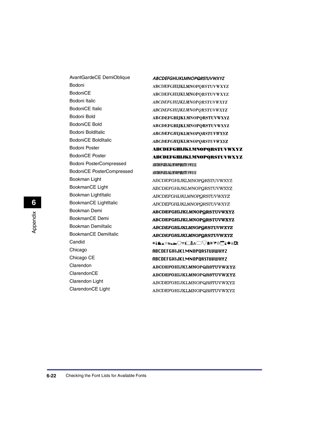 Canon IR3300 manual 22Checking the Font Lists for Available Fonts 