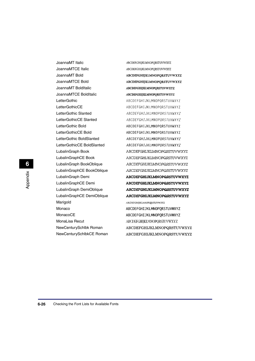 Canon IR3300 manual 26Checking the Font Lists for Available Fonts 