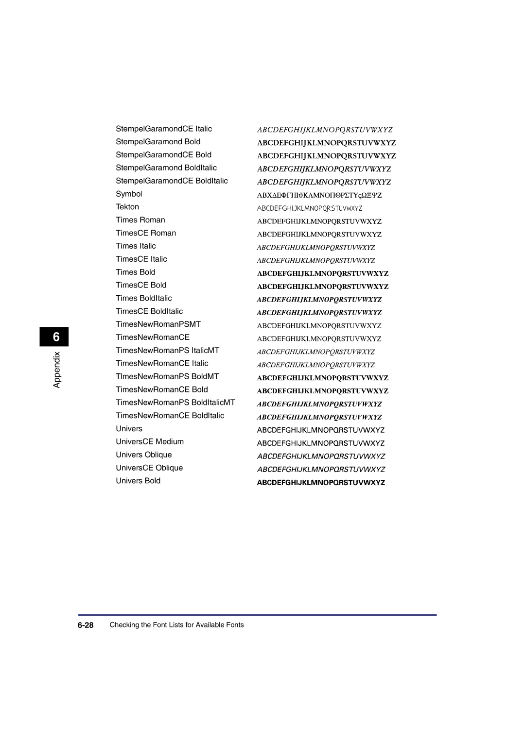 Canon IR3300 manual 28Checking the Font Lists for Available Fonts 