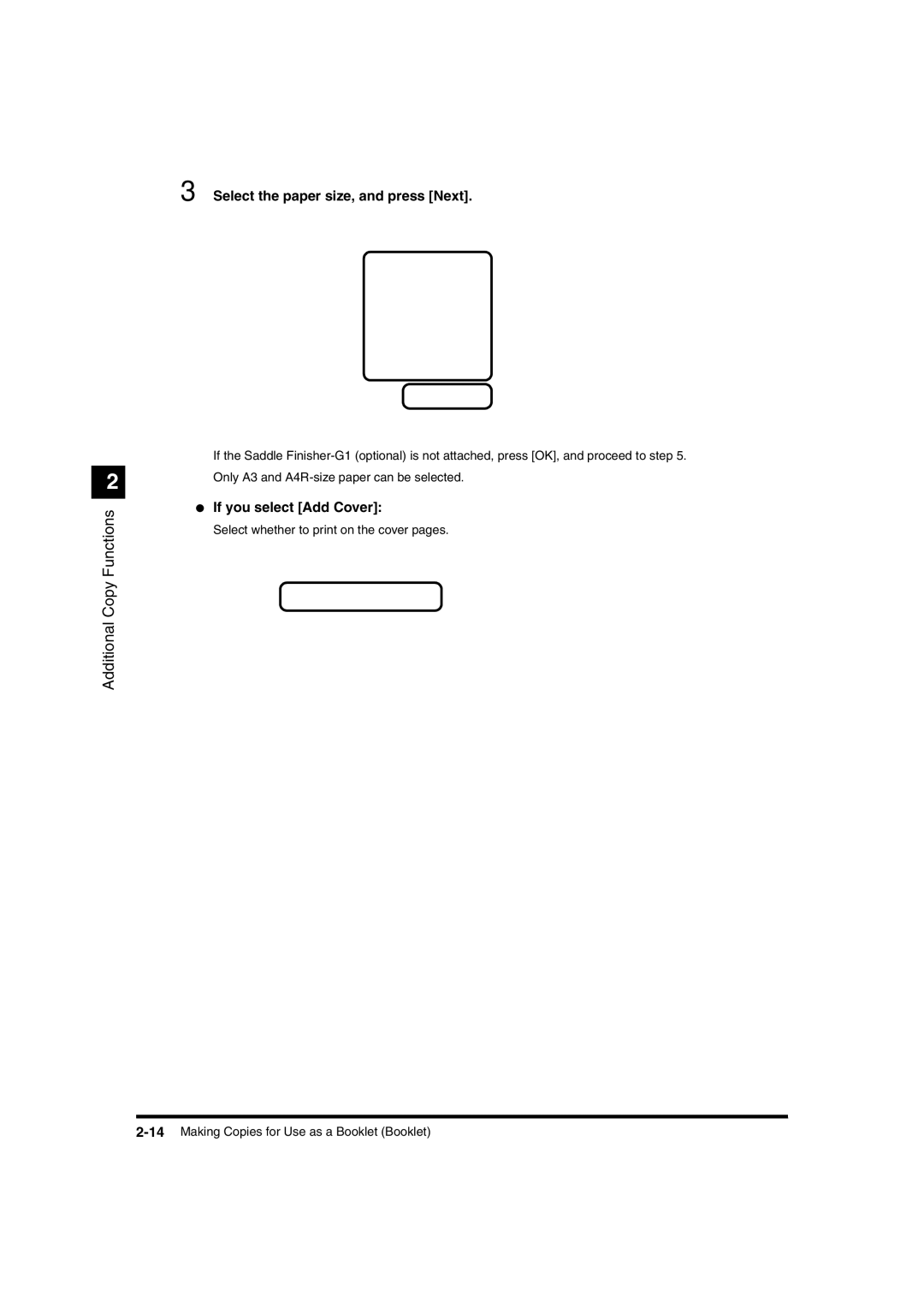 Canon IR3320N, IR2220I manual Select the paper size, and press Next, If you select Add Cover 