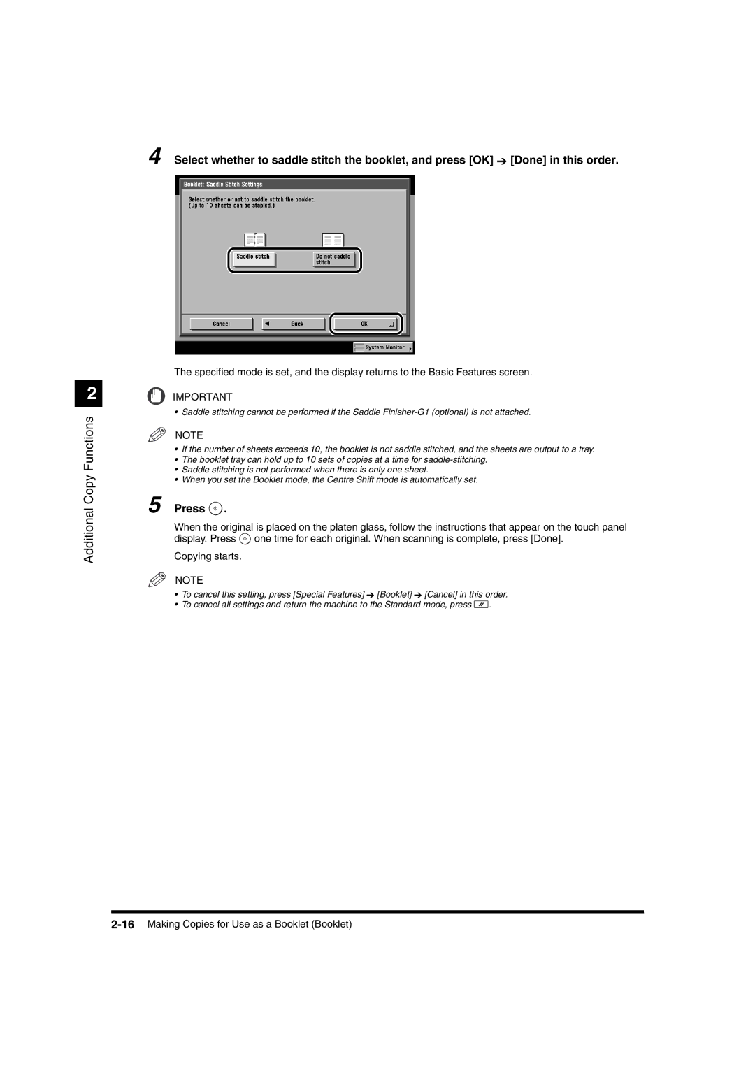 Canon IR3320N, IR2220I manual 16Making Copies for Use as a Booklet Booklet 