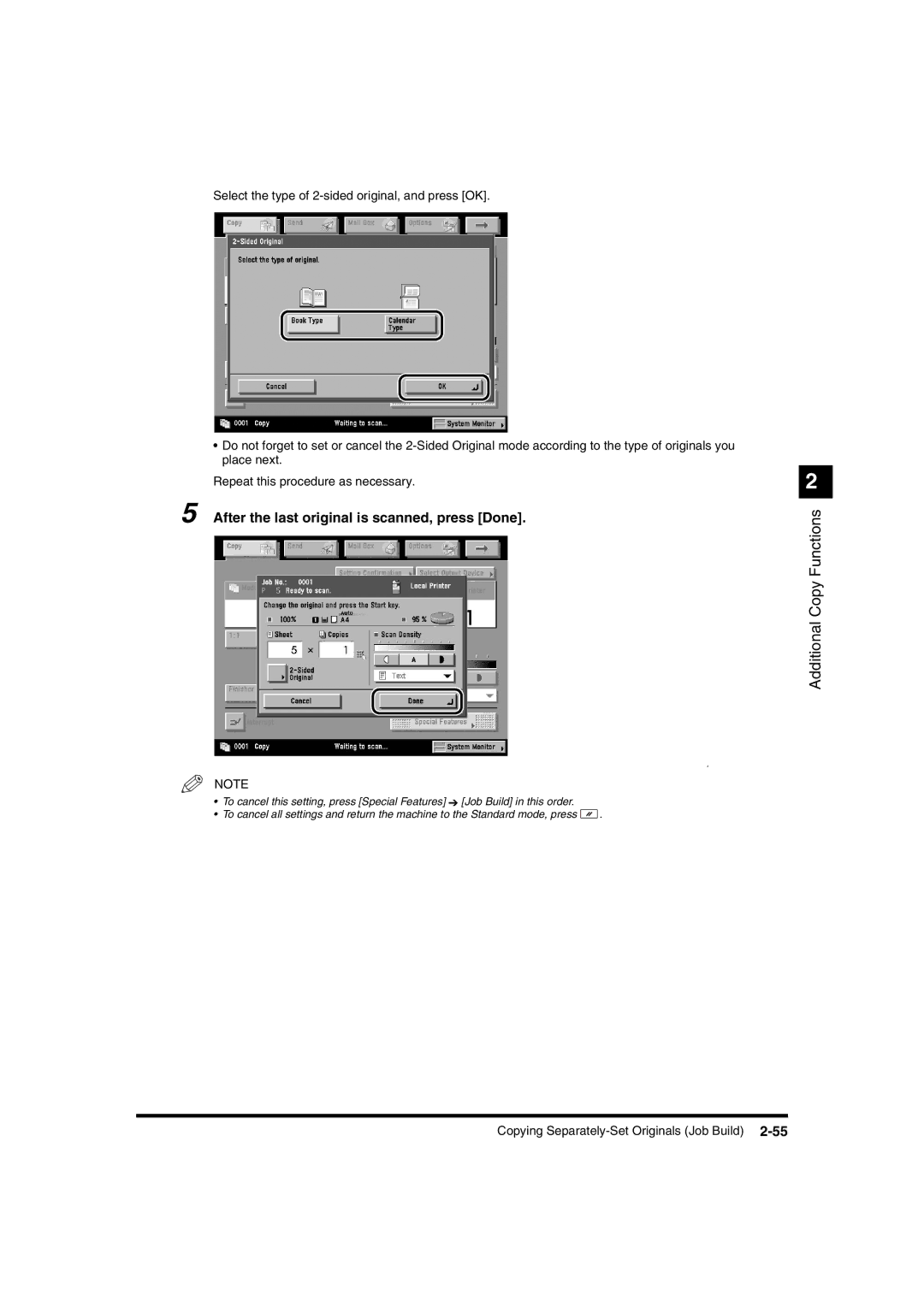 Canon IR2220I, IR3320N manual After the last original is scanned, press Done 