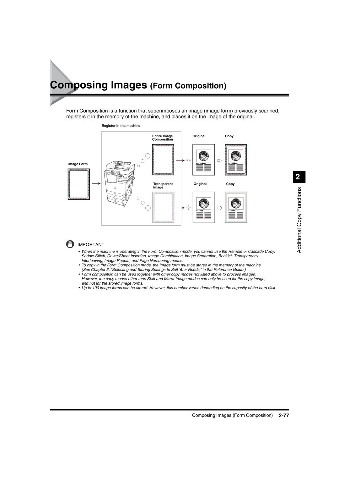 Canon IR2220I, IR3320N manual Composing Images Form Composition, Additional Copy Functions 