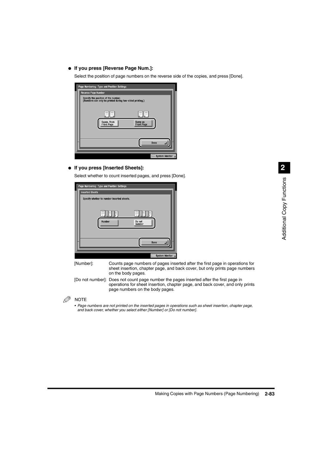 Canon IR2220I, IR3320N manual If you press Reverse Page Num, If you press Inserted Sheets 