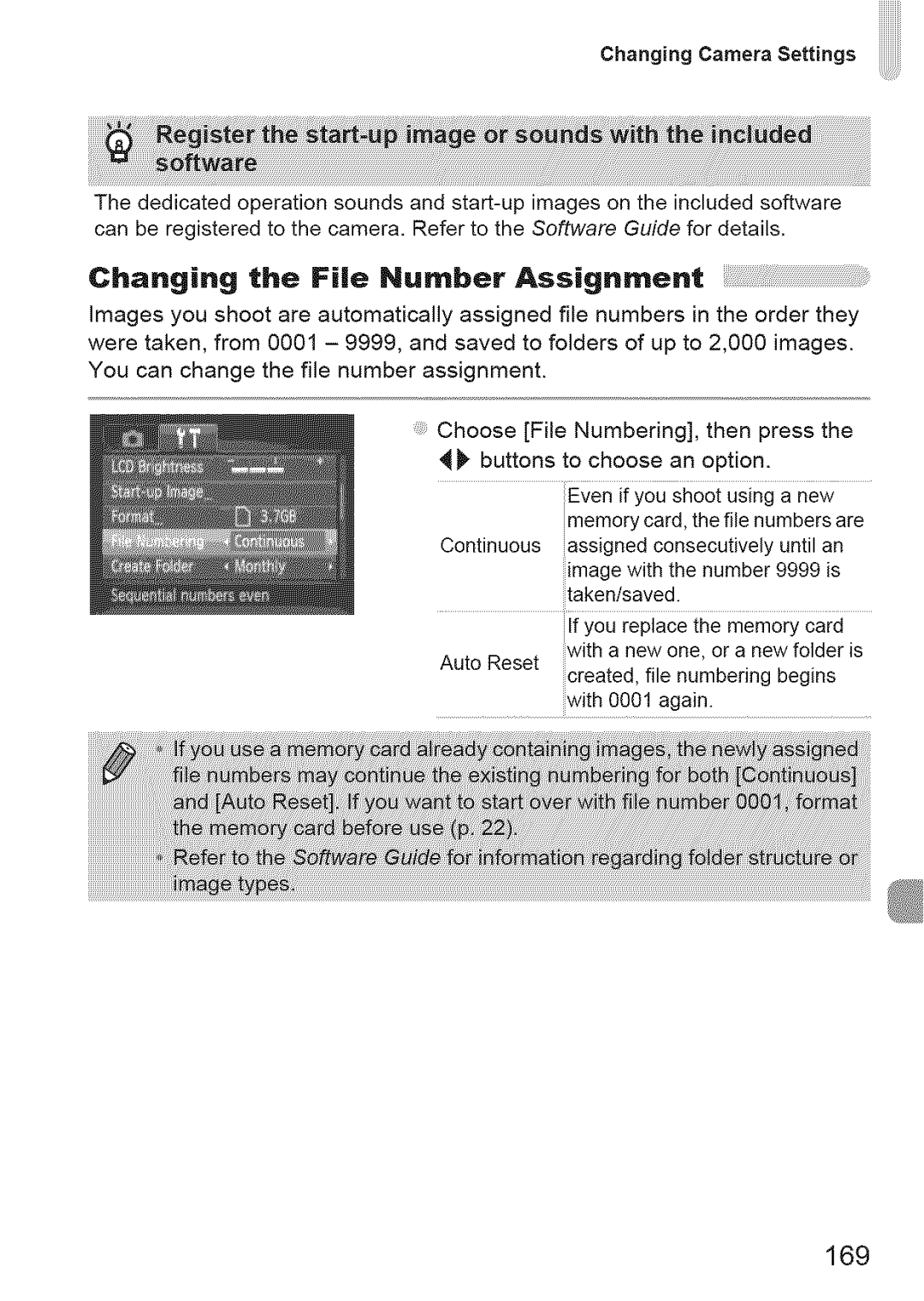 Canon IXUS 220HS manual Hanging the File Number Assignment, 169 