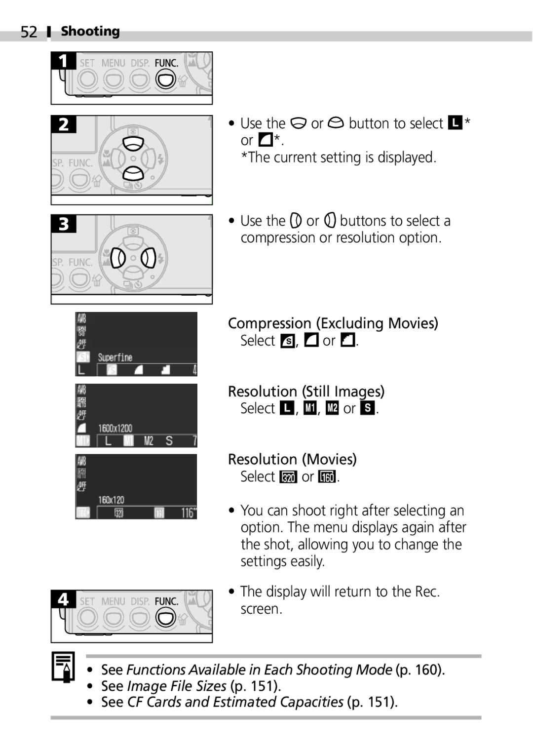 Canon IXUS 400 manual Shooting 