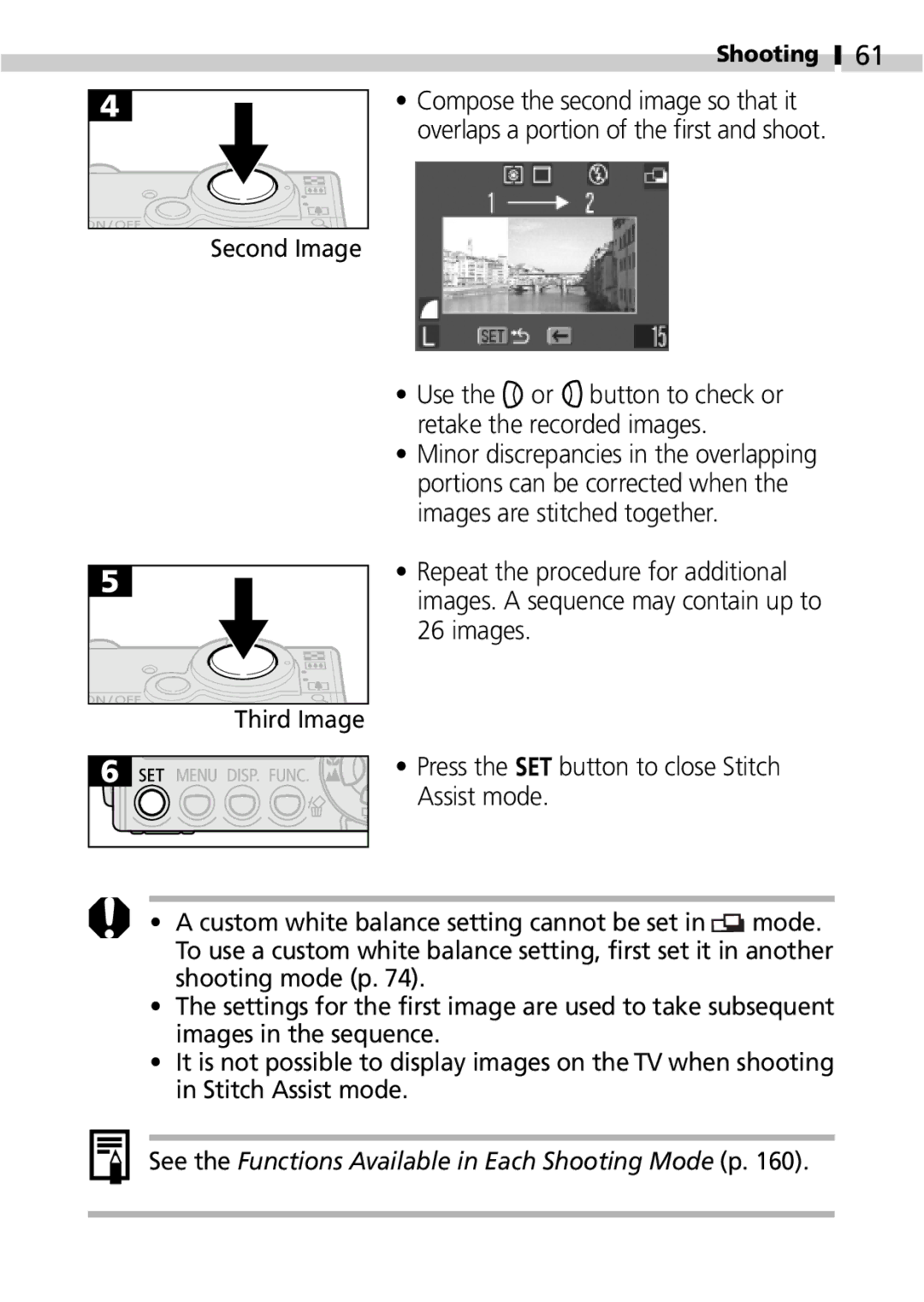 Canon IXUS 400 manual See the Functions Available in Each Shooting Mode p 