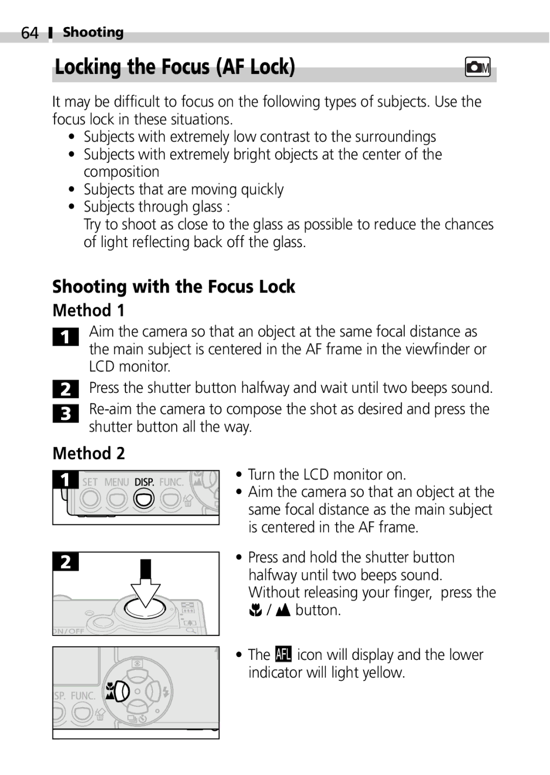 Canon IXUS 400 manual Locking the Focus AF Lock, Shooting with the Focus Lock Method 