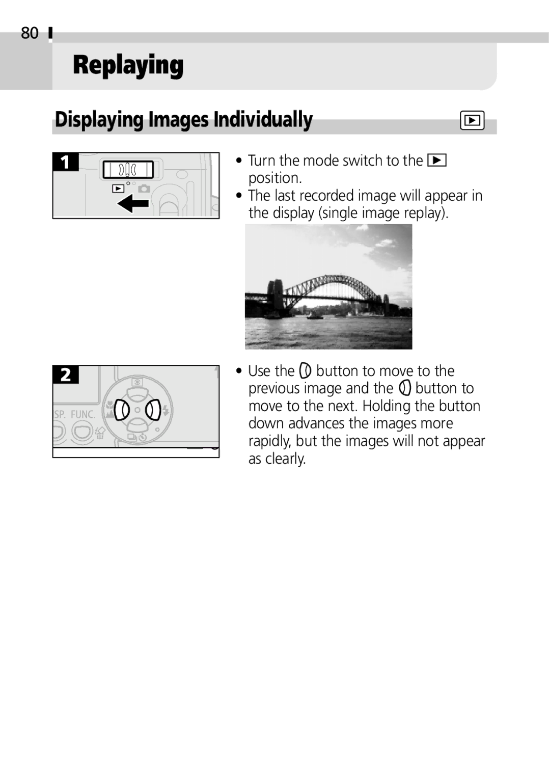 Canon IXUS 400 manual Replaying, Displaying Images Individually 