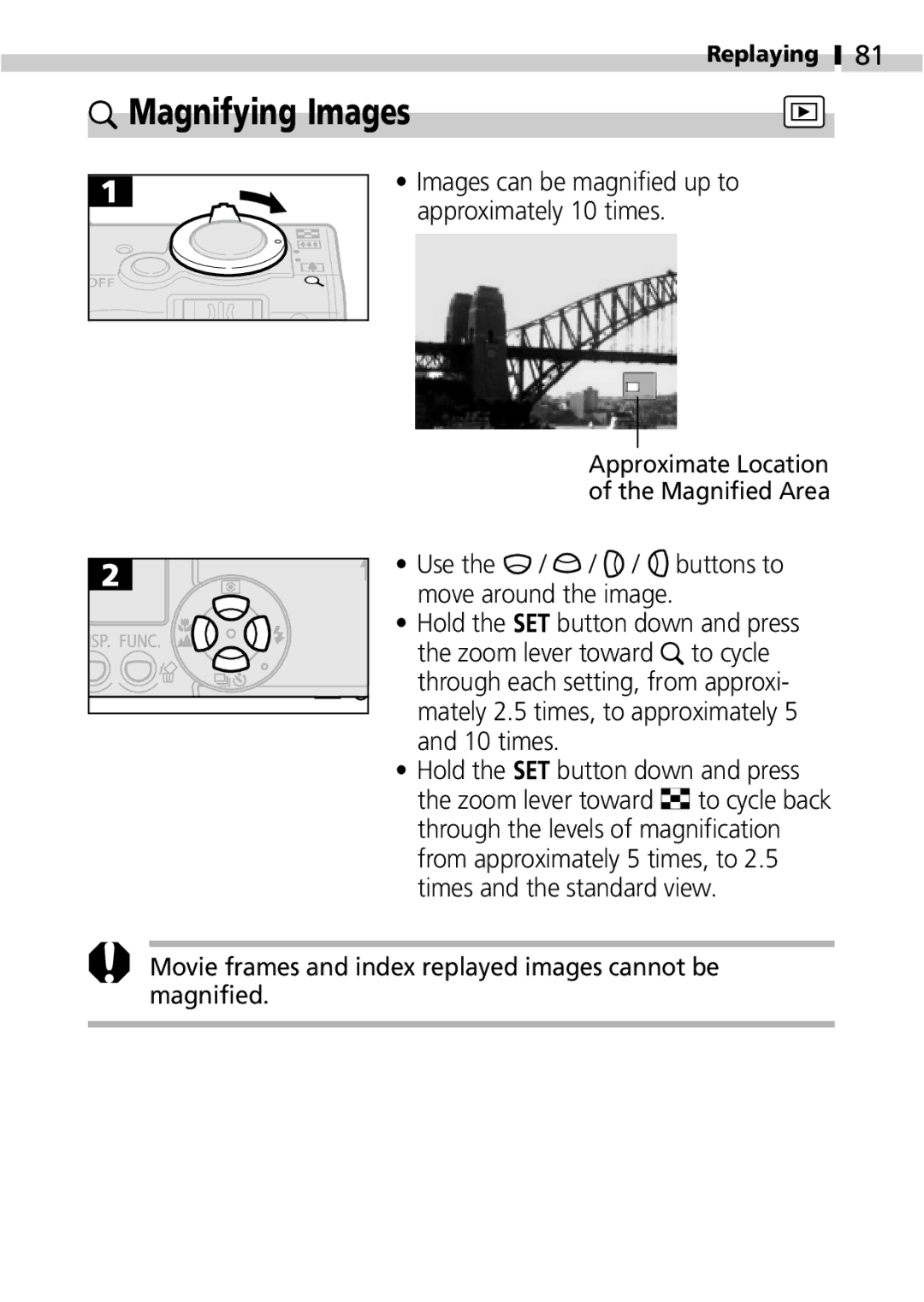 Canon IXUS 400 manual Magnifying Images 