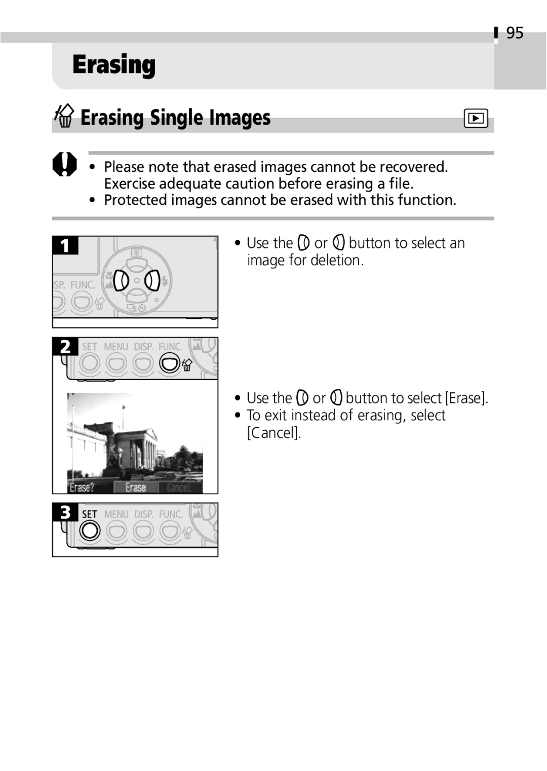 Canon IXUS 400 manual Erasing Single Images 