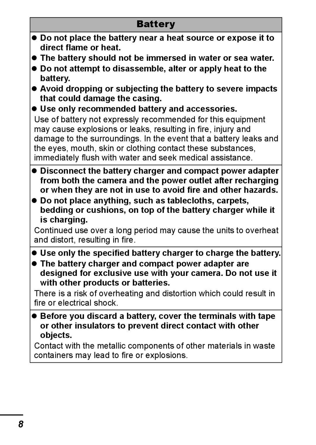 Canon IXUS 800 IS appendix Battery 