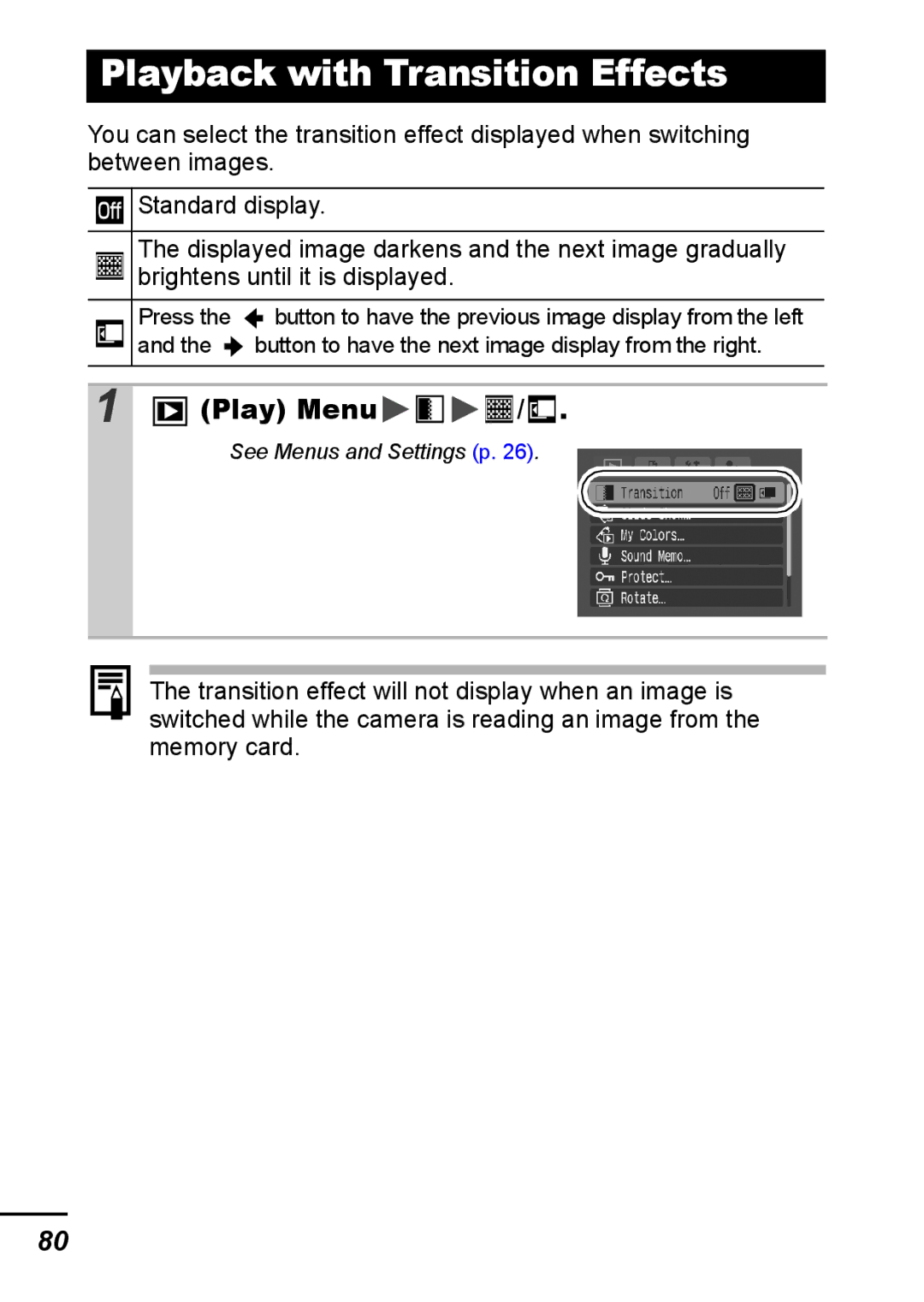 Canon IXUS 800 IS appendix Playback with Transition Effects 