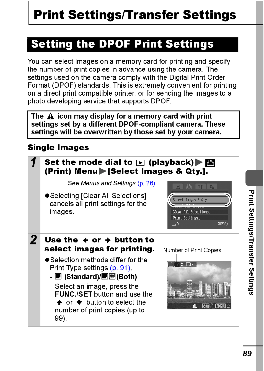 Canon IXUS 800 IS appendix Setting the Dpof Print Settings, Single Images Set the mode dial to Playback Print Menu 