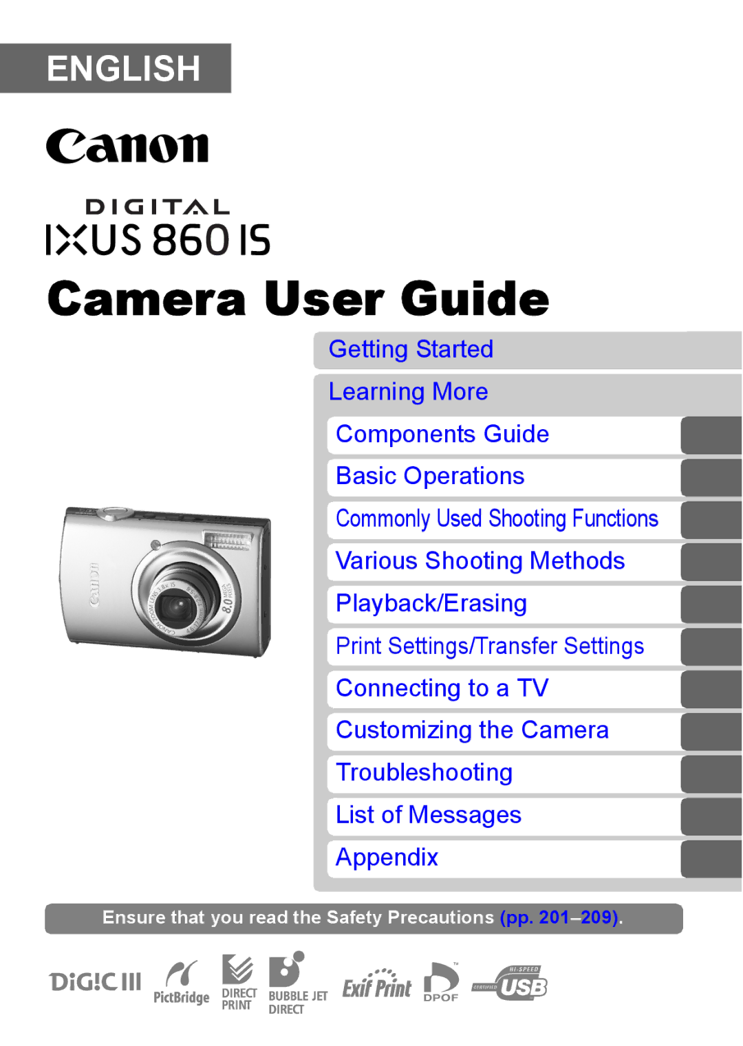 Canon IXUS 860 IS appendix Camera User Guide 