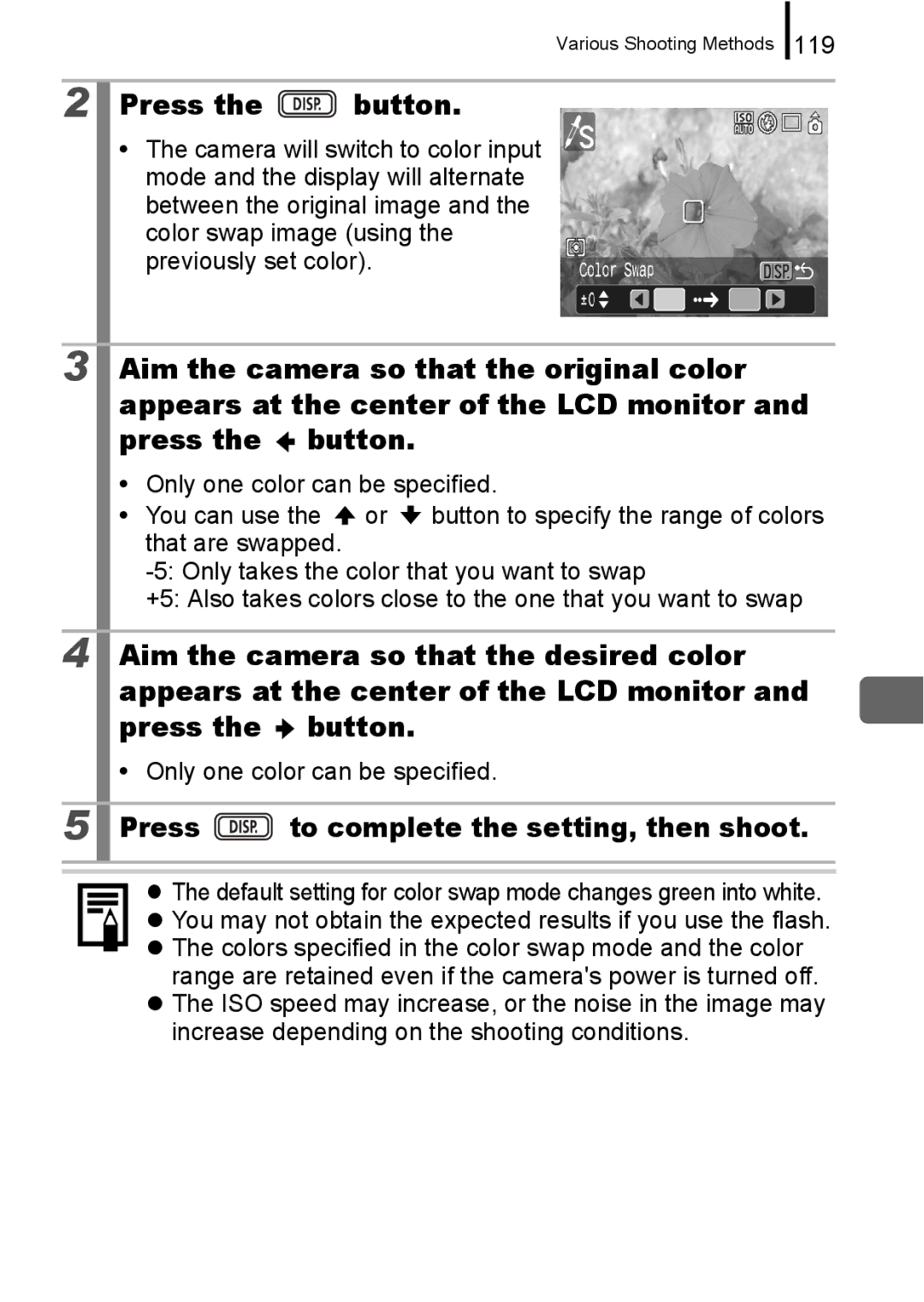 Canon IXUS 860 IS appendix 119, Only one color can be specified 