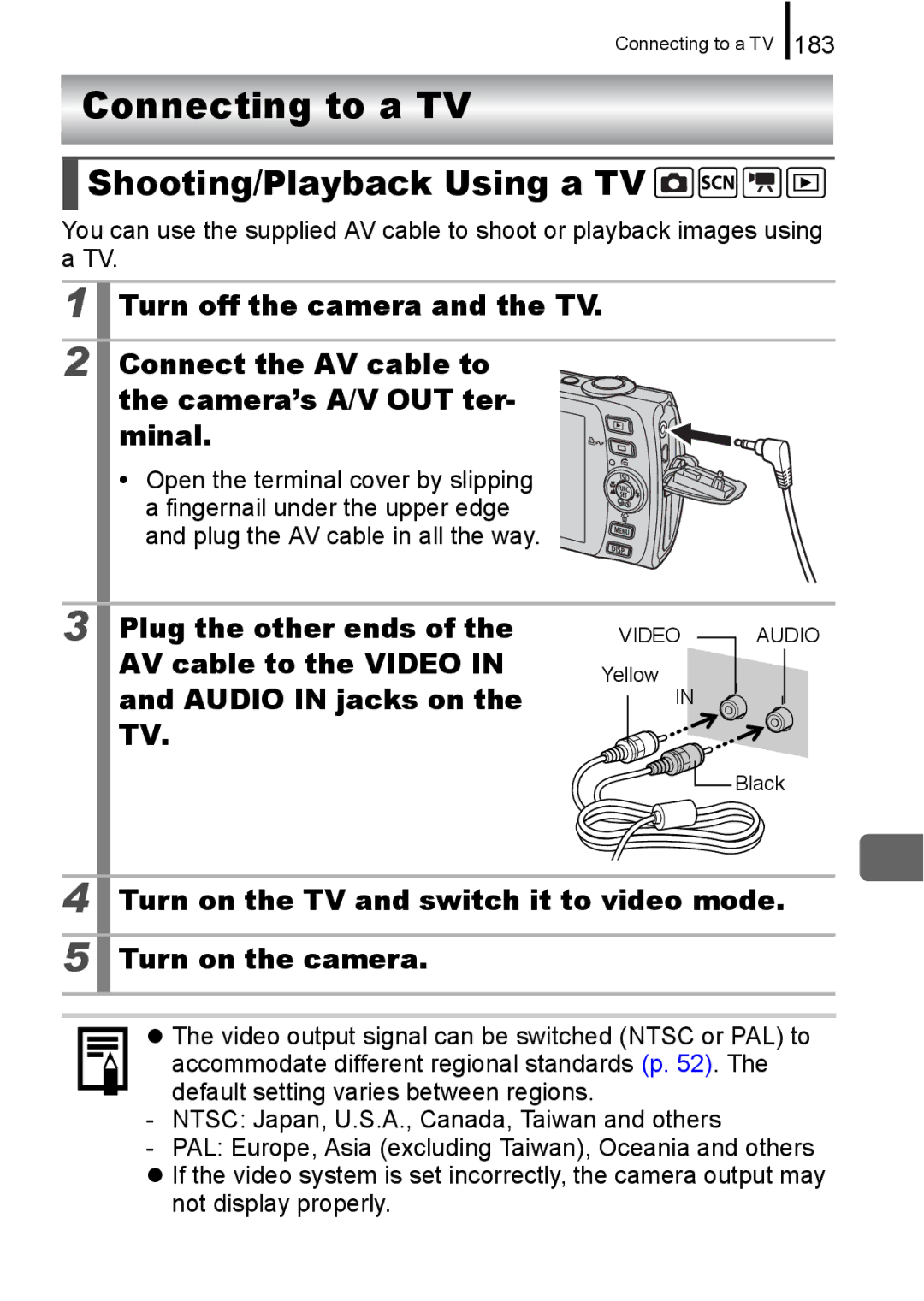 Canon IXUS 860 IS appendix Connecting to a TV, Shooting/Playback Using a TV 