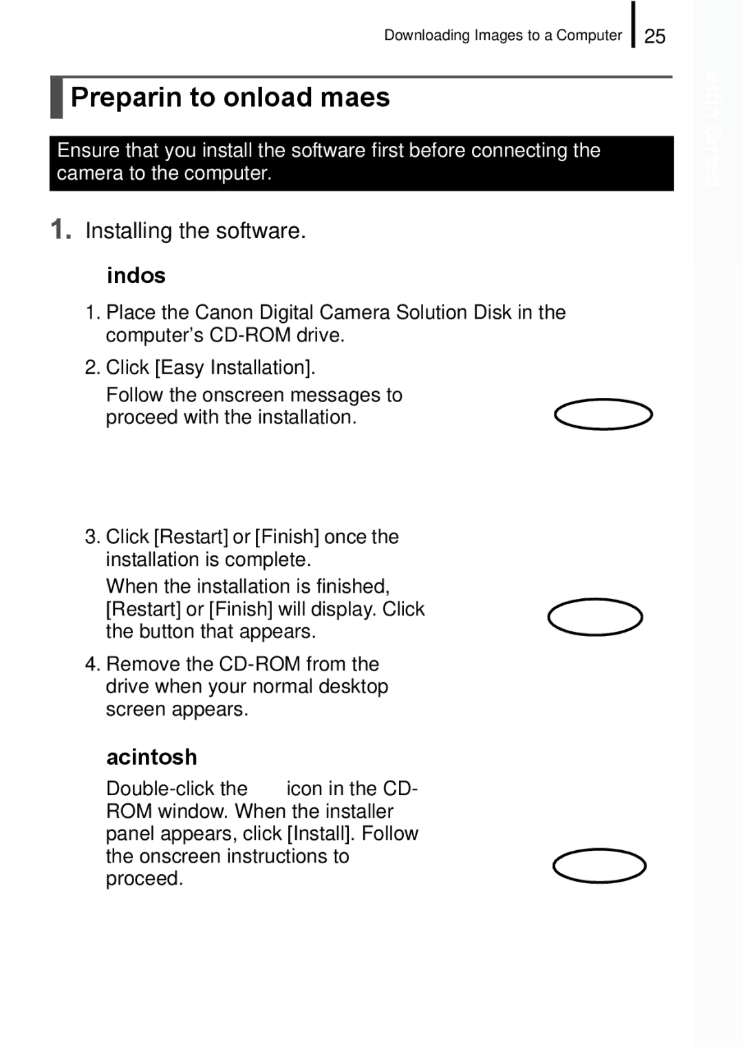 Canon IXUS 860 IS appendix Preparing to Download Images, Installing the software „ Windows 