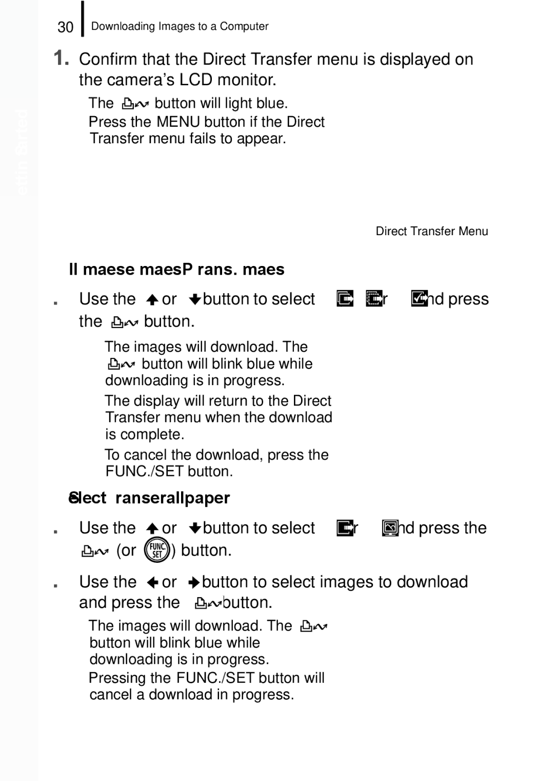 Canon IXUS 860 IS appendix Direct Transfer Menu 